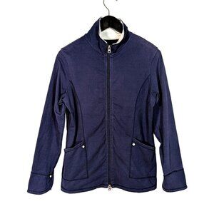 Neon Buddha Sz Medium Adjustable High Neck Full Zip Stretch Cotton Yoga Jacket